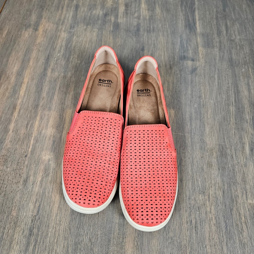 Earth Origins Women's 9M Slip On Shoes Eclipse Elin Leather Perforated Coral - Picture 2 of 8